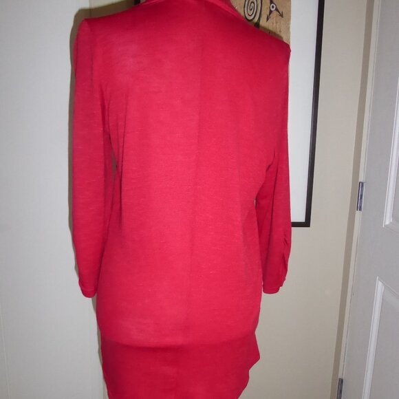 Light-weight Open Front Red Knit Cardigan/Coverup, Size M - Picture 2 of 4